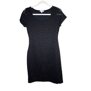 NWT Isaac Mizrahi Dress-Stretch Eyelet Overlay Dress-Black-Women's Size M